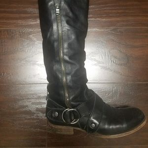Nine West Leather Knee High Biker Boots